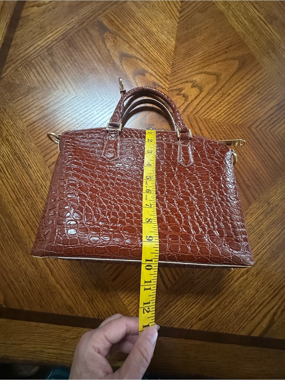 Brahmin Brown Croc-Embossed Satchel **READ** - Picture 9 of 11